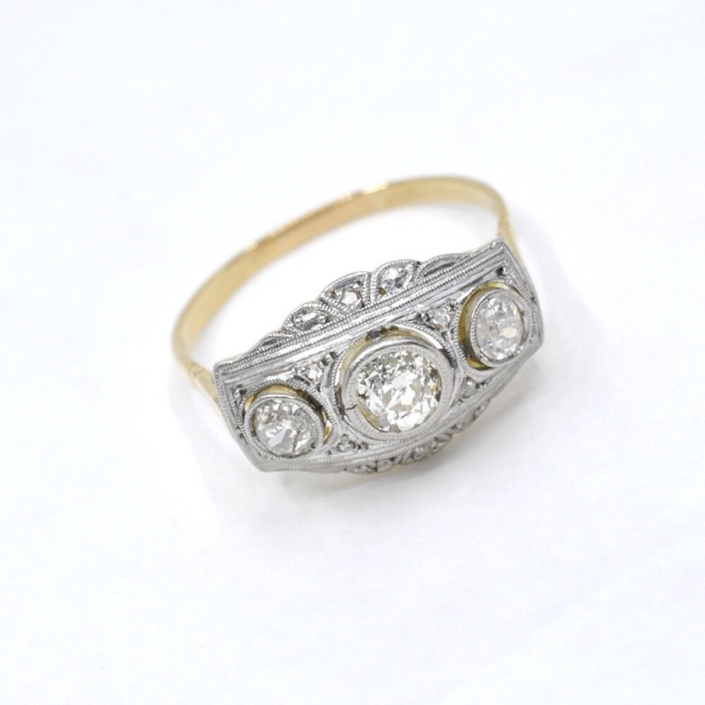Anillo Oro 18K De 2 Tonos, Brillantes Y Diamantes Anillo Oro 18K De 2 Tonos, Brillantes Y Diamantes