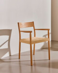 Silla Yalia de madera maciza de roble con acabado natural y asiento de cuerda FSC 100% Silla Yalia de madera maciza de roble con acabado natural y asiento de cuerda FSC 100%