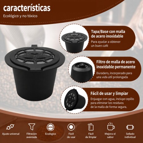 Pack X5 Cápsulas de Café Ecológicas Reutilizables 50ML Compatibles Con Nespresso MARRON