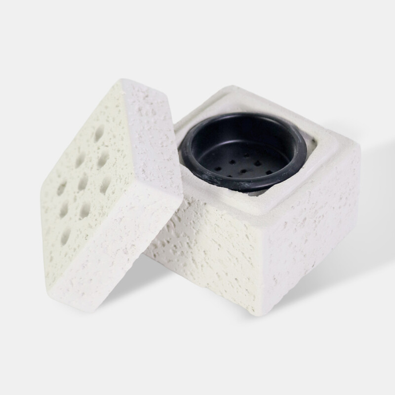 QUEMADOR BLANCO CUAD P/INCIENSO 3Pzas 7X6.5CM Unica