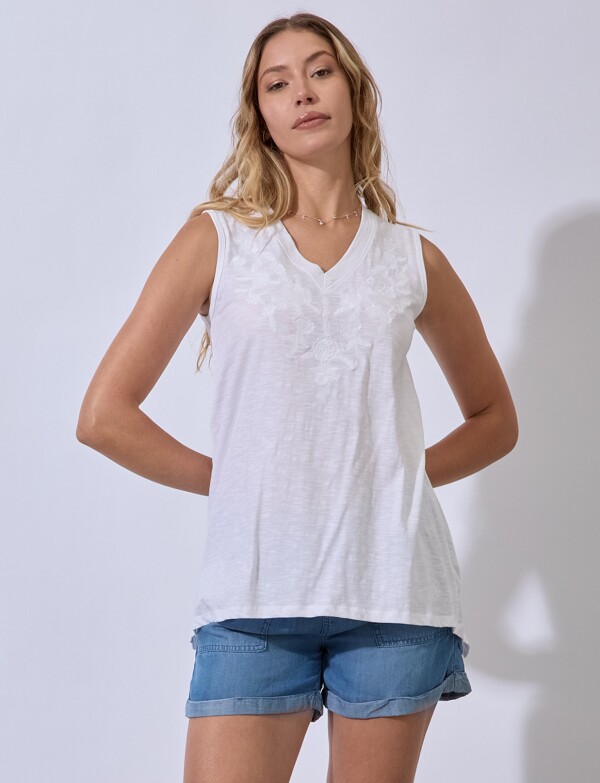 Musculosa Bordada BLANCO