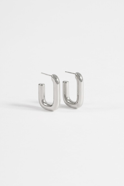 Aros acero rectangulares plateado