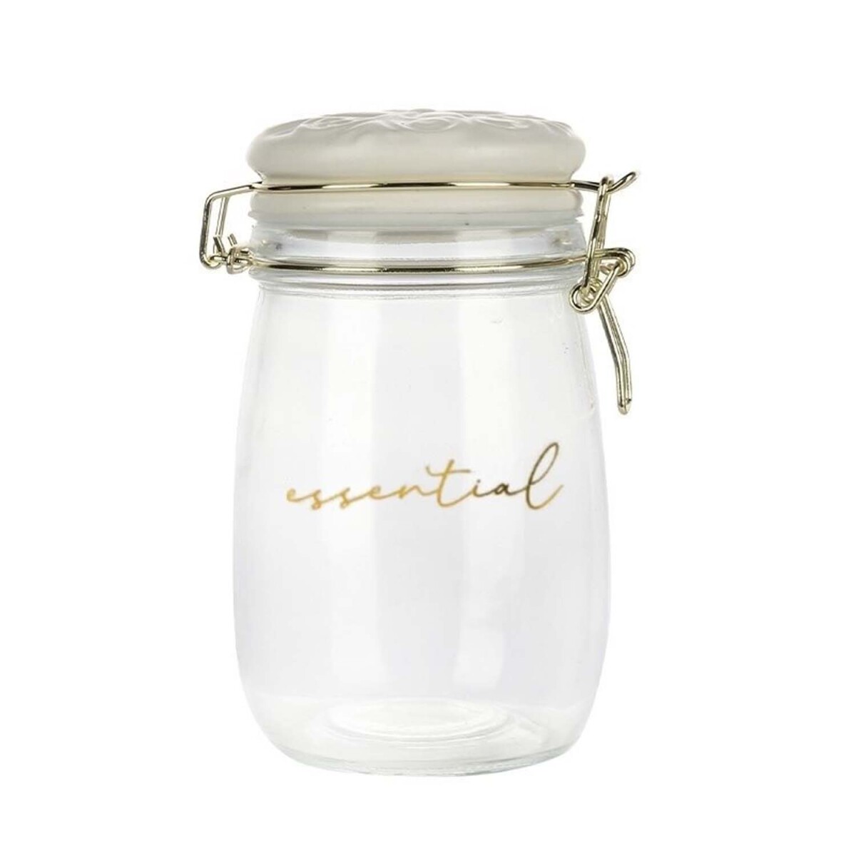 Frasco Recipiente Essential 1Lt en Vidrio y Tapa Cerámica - Blanco 