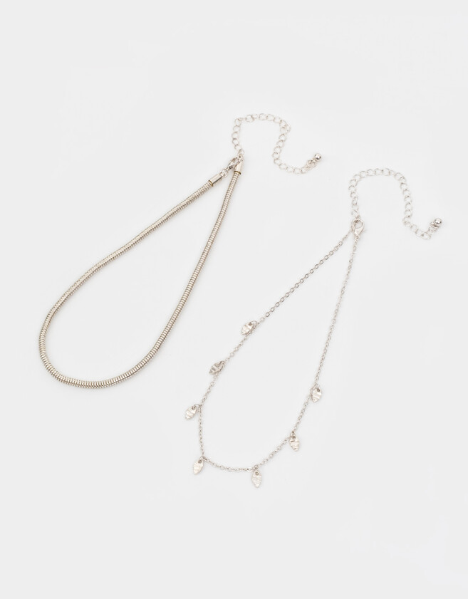 Chokers Bañada en Plata Set De Chokers Bañados En Plata - Plateado