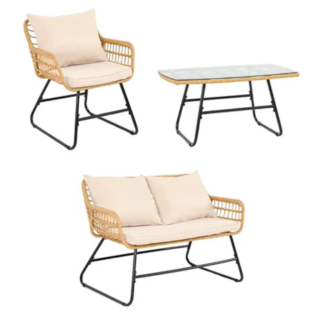 Juego de living de rattan y hierro Juego de living de rattan y hierro