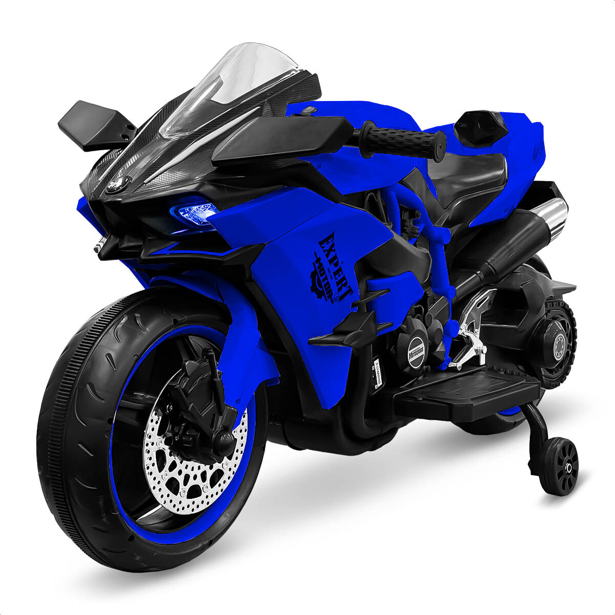 Moto A Batería Ninja Con Ruedas Luces Música Y USB - Azul 