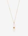 Cadena Corta con Dije Piedras Collar De Acero Con Piedra Cuarzo Rosa - Dorado