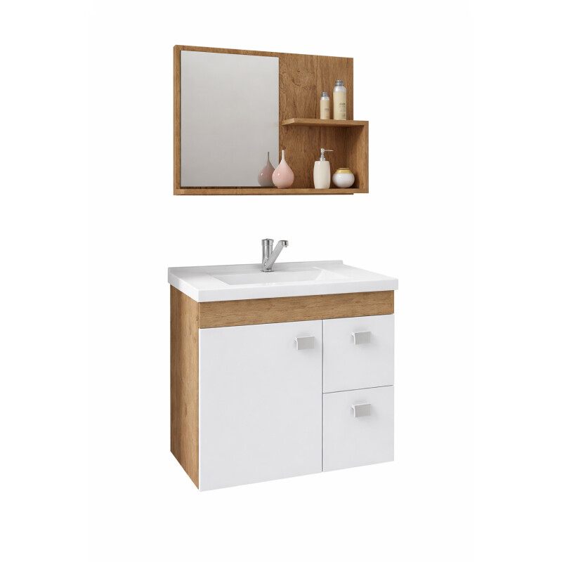 Mueble Para Baño Mgm Móveis Kit Hortencia Con Bacha Color Blanco Y Mueble Roble/blanco Mueble Para Baño Mgm Móveis Kit Hortencia Con Bacha Color Blanco Y Mueble Roble/blanco