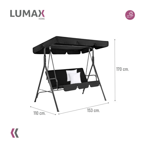 Hamaca Jardín Lumax con Toldo Hierro Exterior Negro