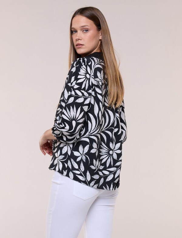 Blusa Escote Camisa Viv NEGRO/BLANCO