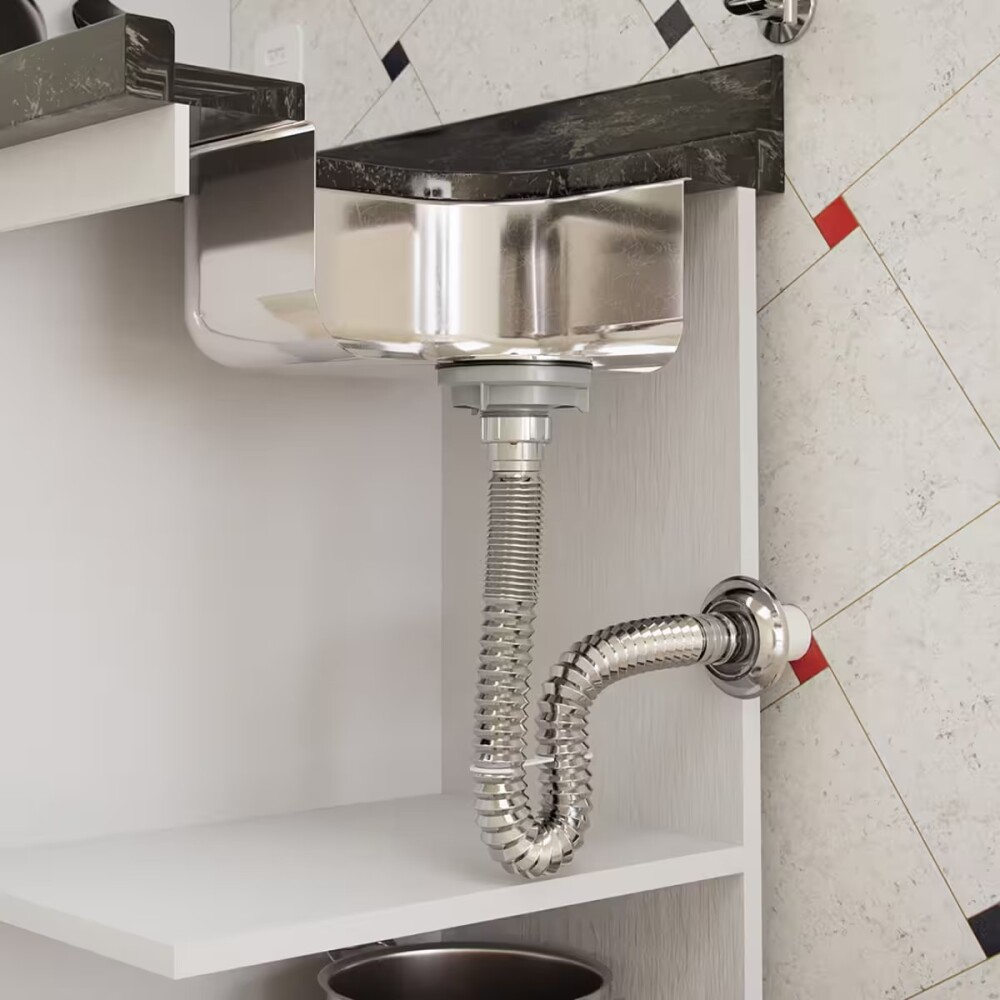 Sifón cromado plástico universal Blukit corrugado Sifón Cromado Plástico Universal Blukit Corrugado