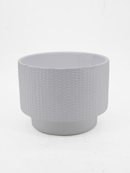 MACETA DECORATIVA LINEAS BLANCO