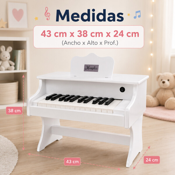 Piano Digital Infantil Memphis Sm258 A Baterías PIANO DIGITAL MEMPHIS SM258 BLANCO