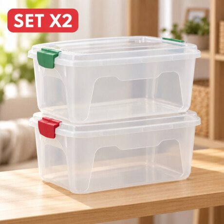 Set x2 Caja organizadora 20 lts Alta TRANSPARENTE