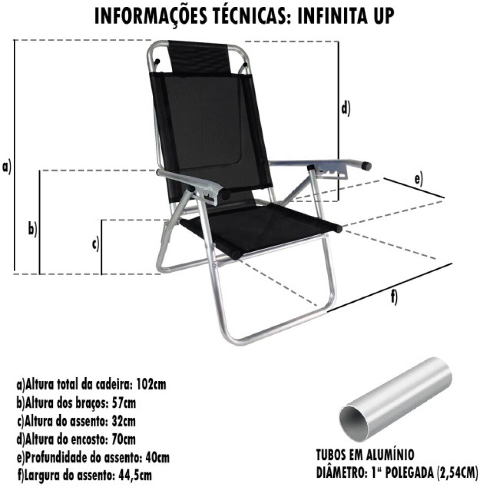 Reposera Alta en Aluminio Infinita Up c/Posiciones NARANJA