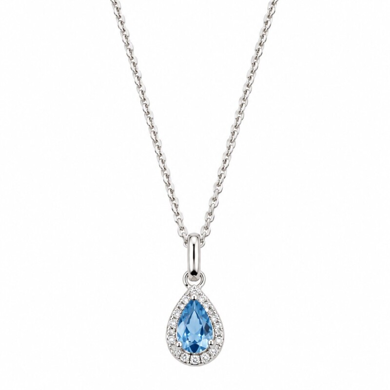 Cadena con colgante gota con Zirconia azul Cadena con colgante gota con Zirconia azul