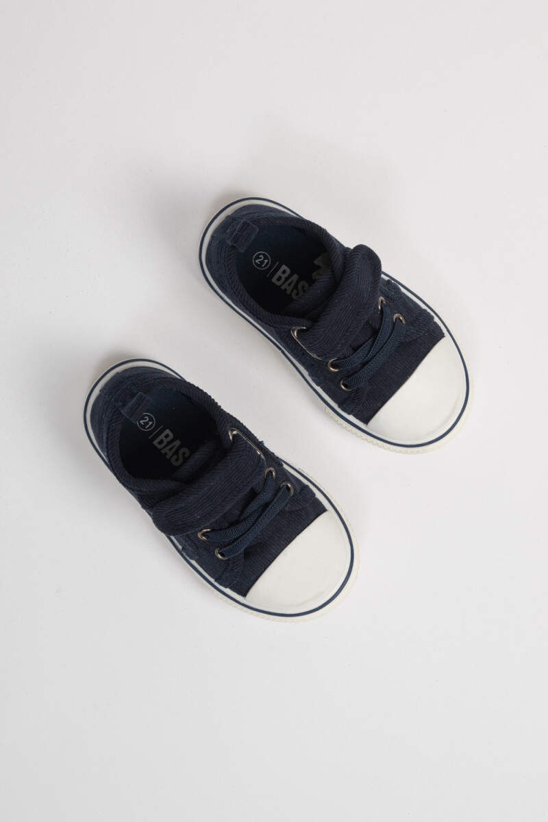 Zapatilla de pana con velcro Azul