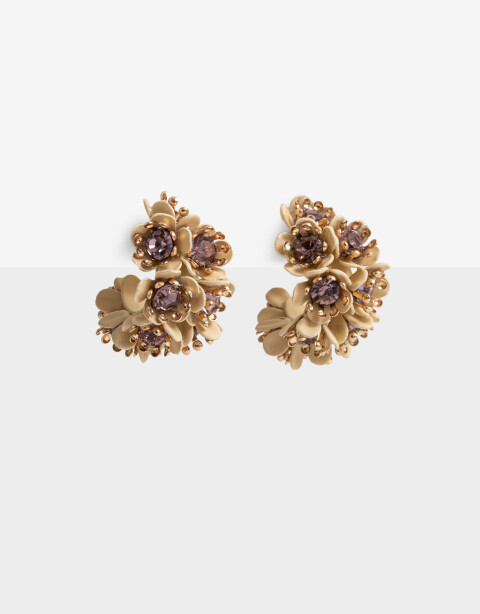 Aros Pasantes Color Aros Pasantes De Flores Strass - Dorado