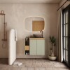 Mueble de baño suspendido Lotus Verde 80 cm con tapa de vidrio con bacha Mueble De Baño Suspendido Lotus Verde 80 Cm Con Tapa De Vidrio Con Bacha