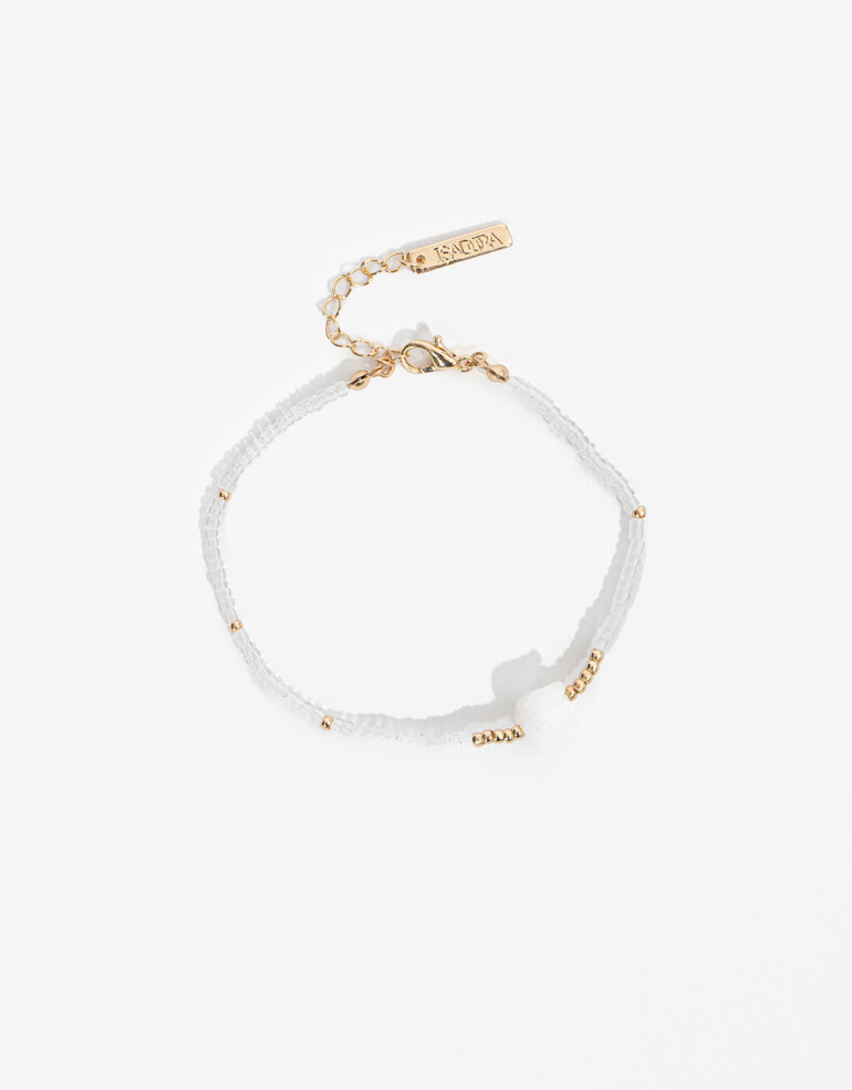 Pulseras Flexibles Con Dijes Pulsera Flexible Con Beads - Dorado