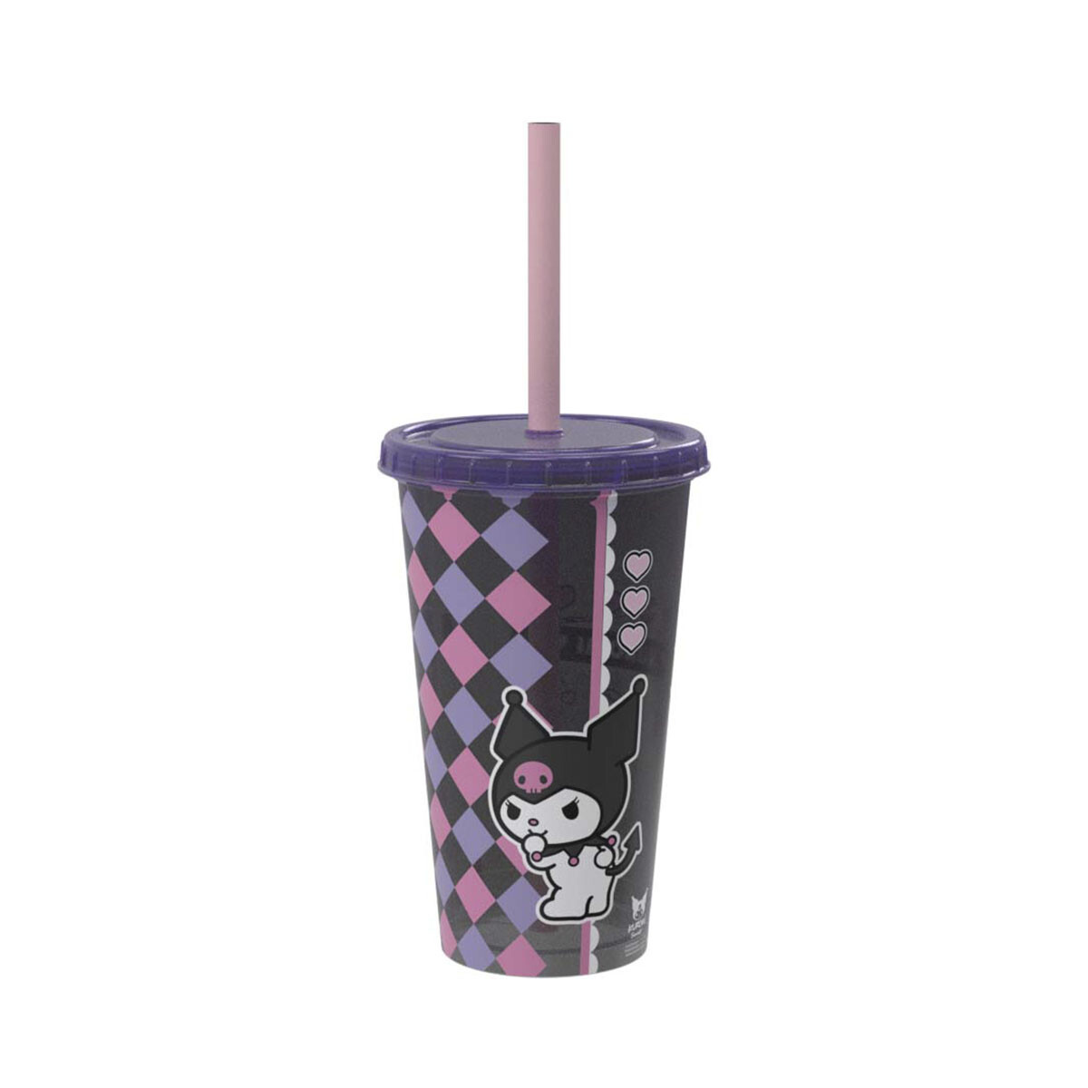 Vaso Plástico con Pajita Kuromi 500 ml 