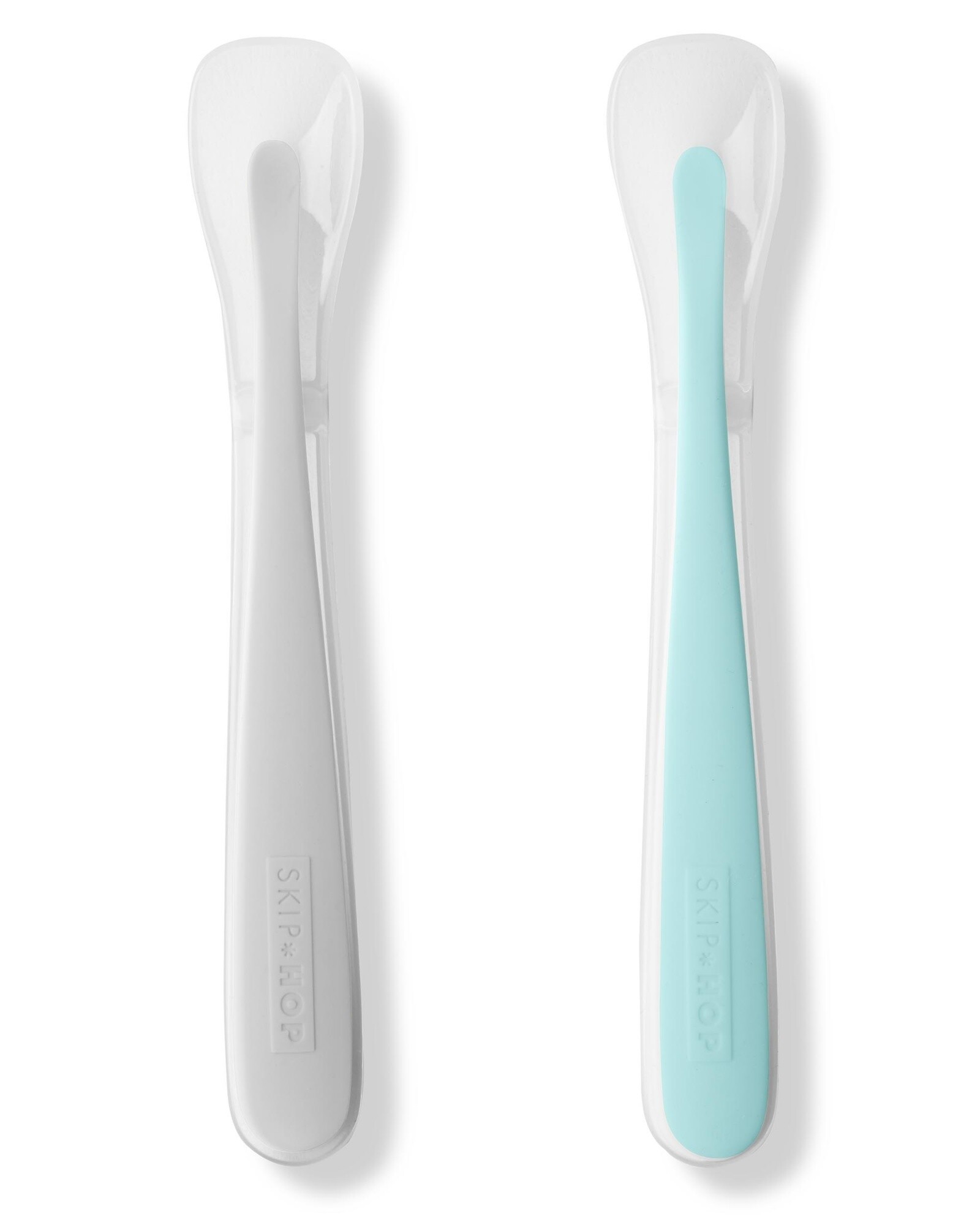 Set de Cucharas de Silicona Para Bebé Color Gris y Celeste 0