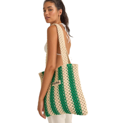 Bolso de mano Rhythm Dinero Stripe Crochet Tote Bag Bolso de mano Rhythm Dinero Stripe Crochet Tote Bag