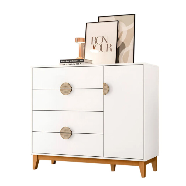 Cómoda cajonera 4 cajones 1 puerta BLANCO
