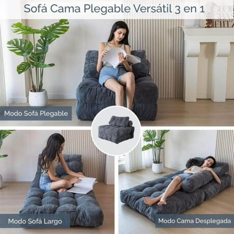 Sofá Sillón Cama Plegable Cloudnest + Almohada Living Gris