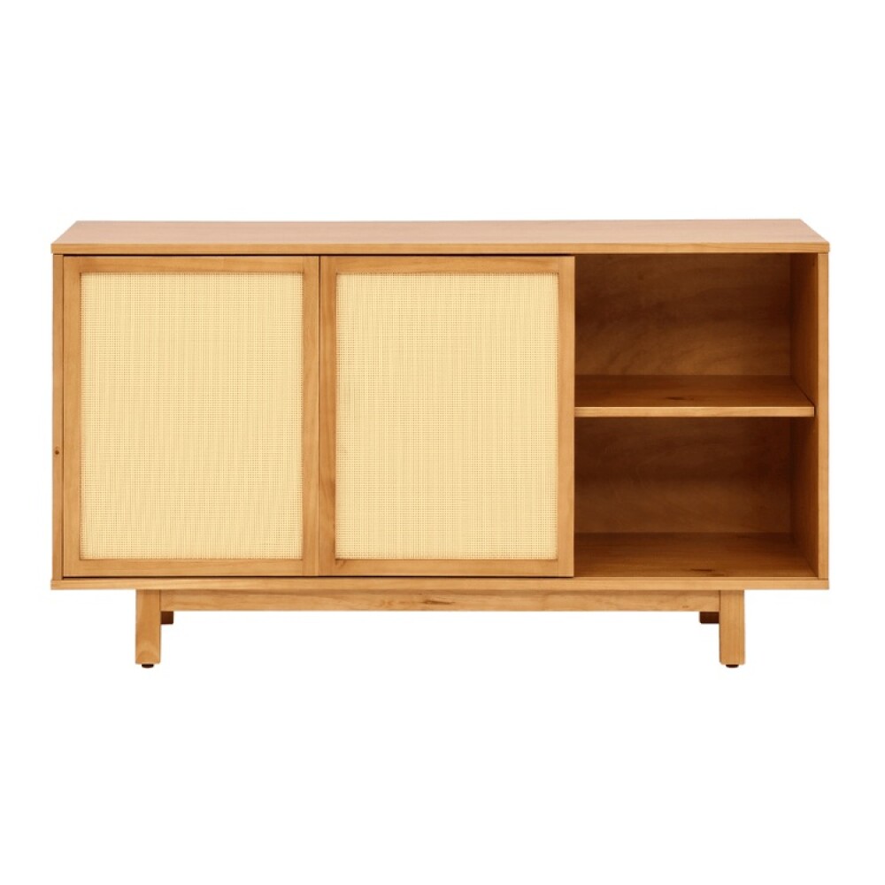 BUFFET APARADOR DE MADERA 2 PUERTAS CON RATÁN Y ESTANTES BUFFET APARADOR DE MADERA 2 PUERTAS CON RATÁN Y ESTANTES