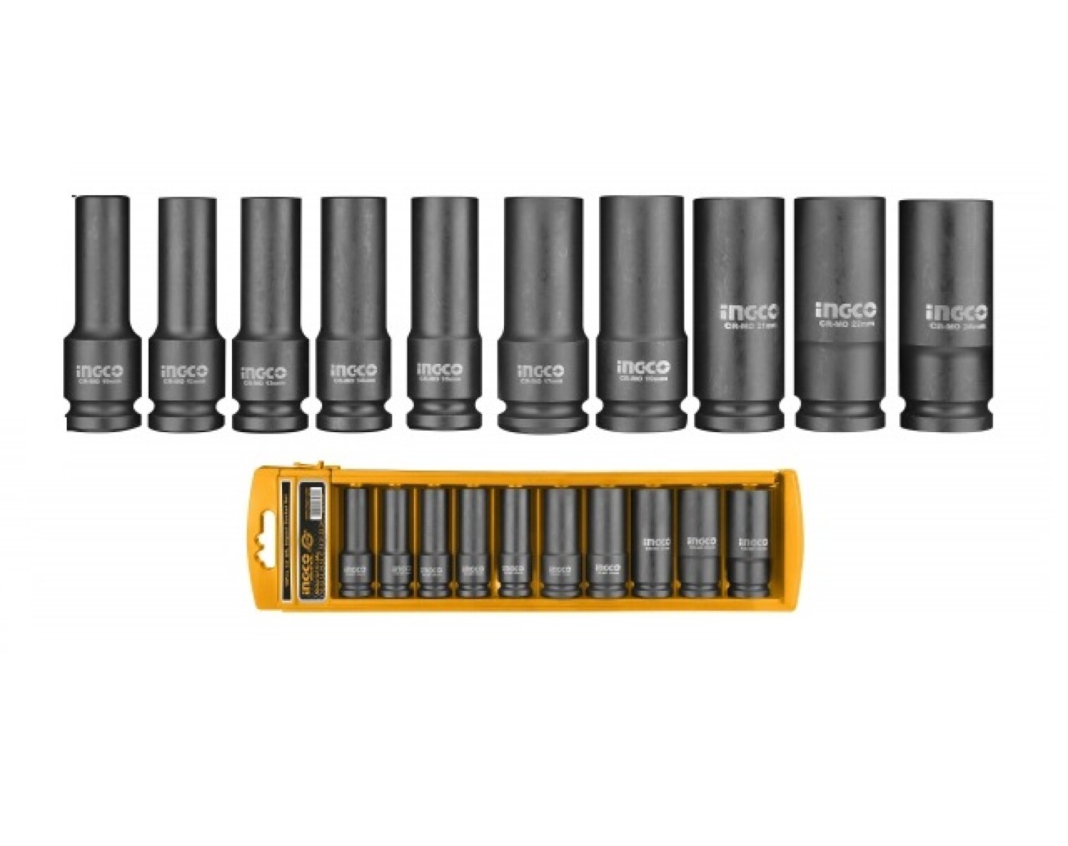 JUEGO 10 DADOS 1/2´´ IMPACTO PROFUNDOS INGCO HKISSD12102L 