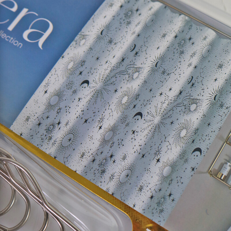 CORTINA DIS NEGRO DOBBY 178x183cm p/BAÑO Unica