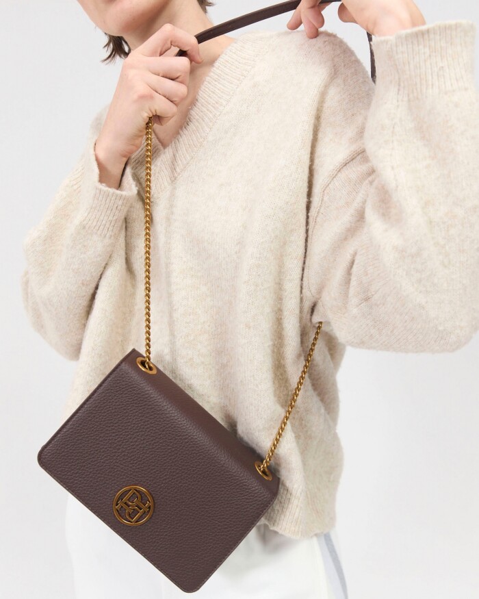 Bandolera Lola En Efecto Cuero Graneado Marron