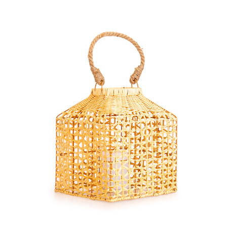 FANAL SIMIL-RATTAN NATURAL-BEIGE CON VELA SOLAR
