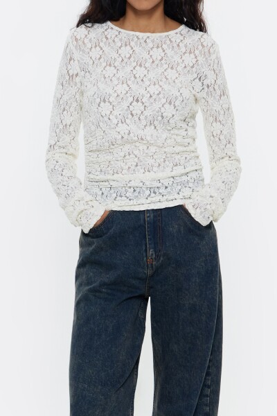 CAMISETA JACQUARD AJUSTADA Marfil