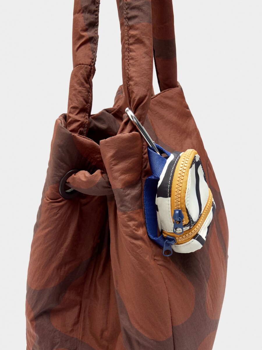 Bolso Shopper De Nylon Estampado Con Colgante burdeos