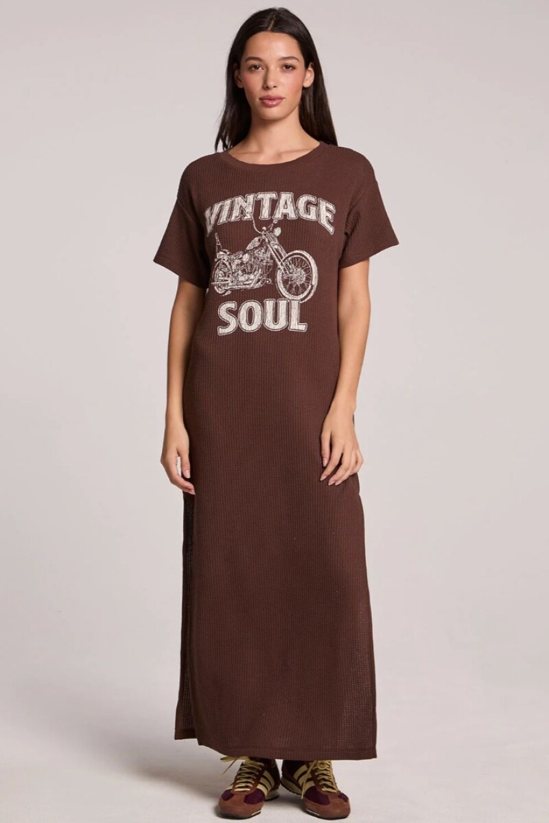 VESTIDO LARGO VINTAGE SOUL Marron
