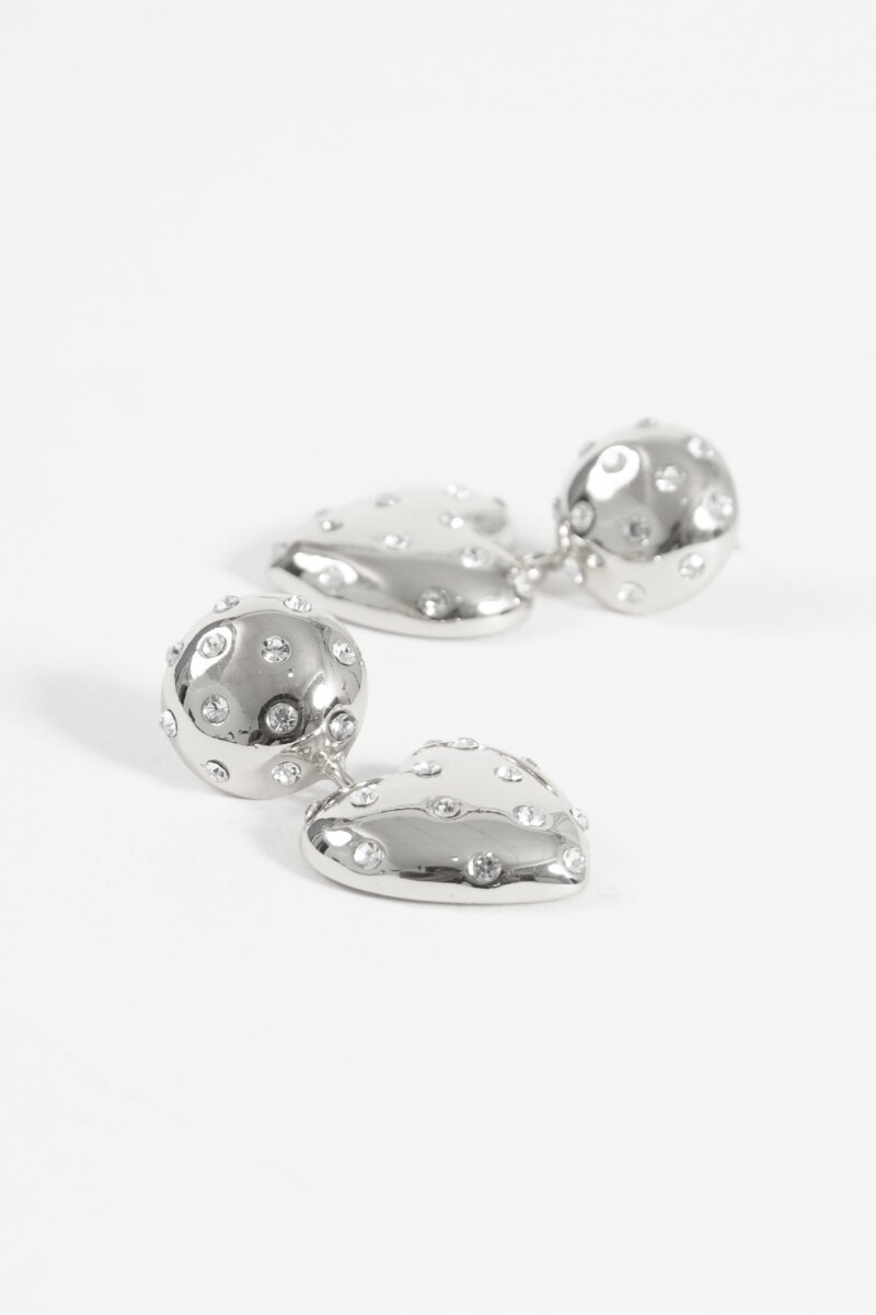 Caravanas cora con strass plateado