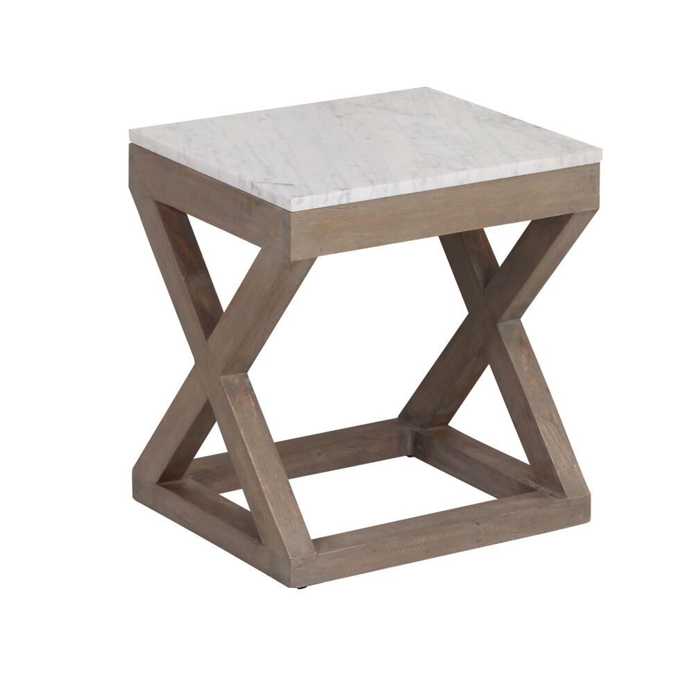 MESA DE LIVING LATERAL - ARRIME MADERA-DE-MANGO-Y-MARMOL MARRON CROSS ROBLE