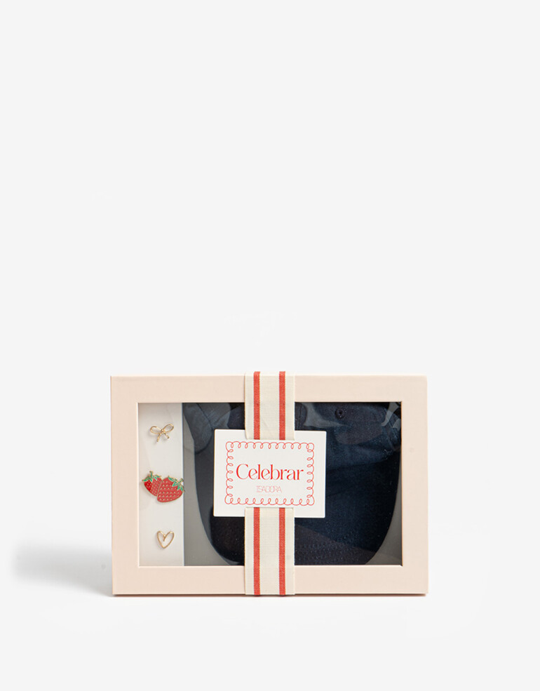 Caps Navidad Gorra Con Pines En Caja Regalable - Azul Gastado