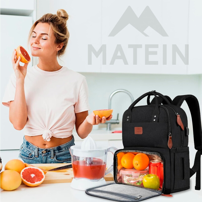 Mochila Lonchera Térmica Porta Laptop Matein 1162 Negro