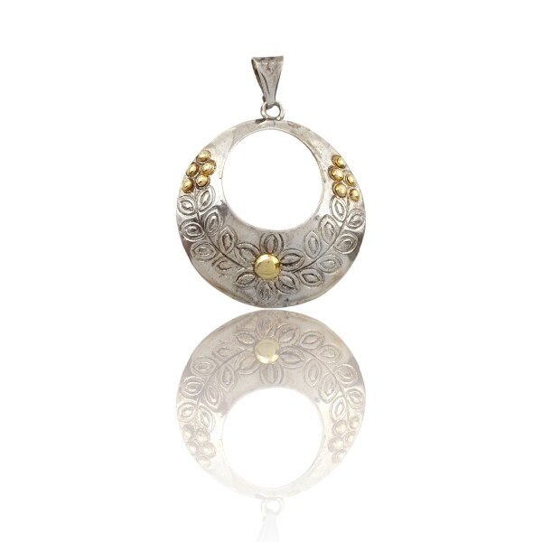 Dije Colgante Flores-Plata 925 y Oro-Sin Piedra-CP5096 sinpiedra