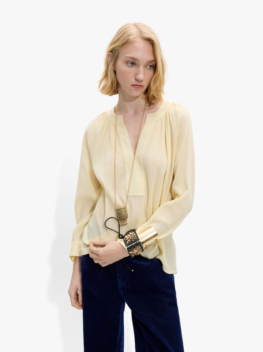 Blusa Lisa Con Textura 100% Algodón - crudo 