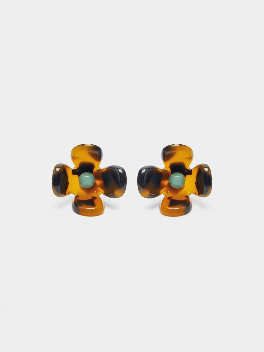 Pendientes De Flor Efecto Carey multicolor