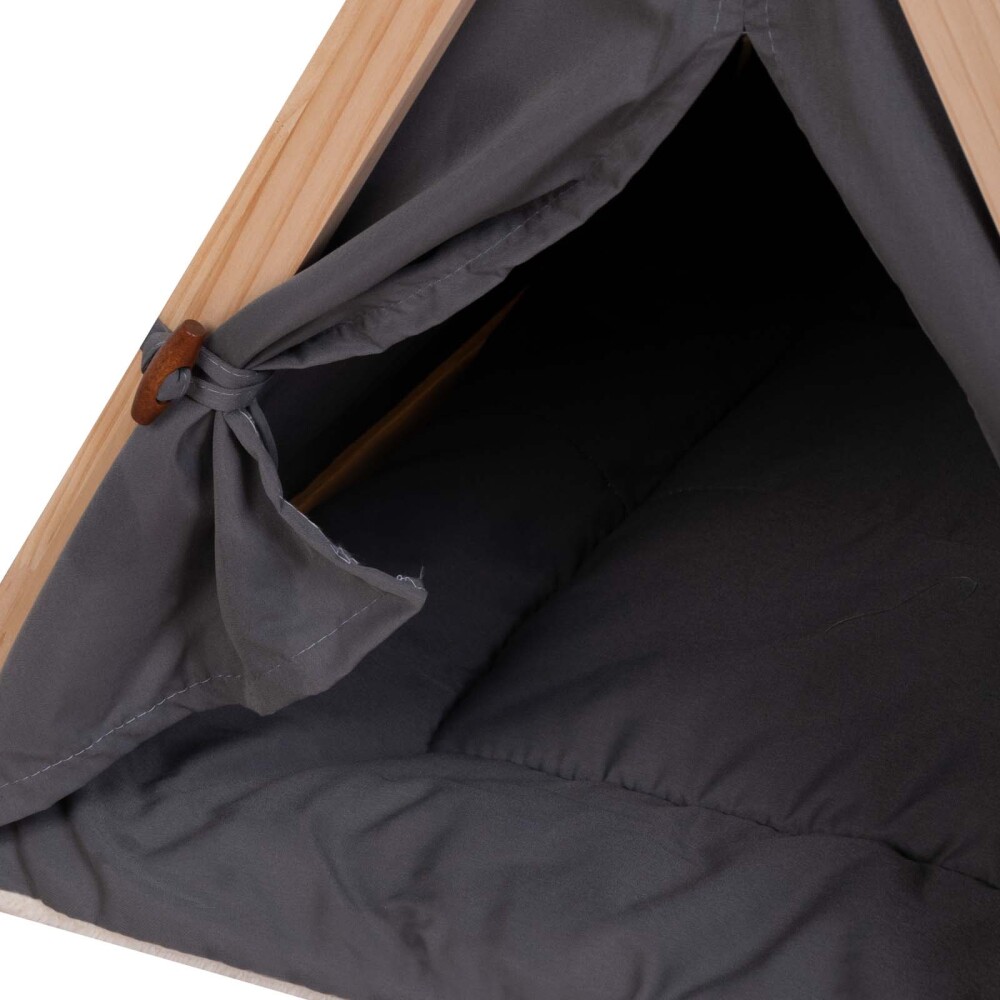 CAMA MASCOTAS TELA-Y-MADERA NEGRO CARPA