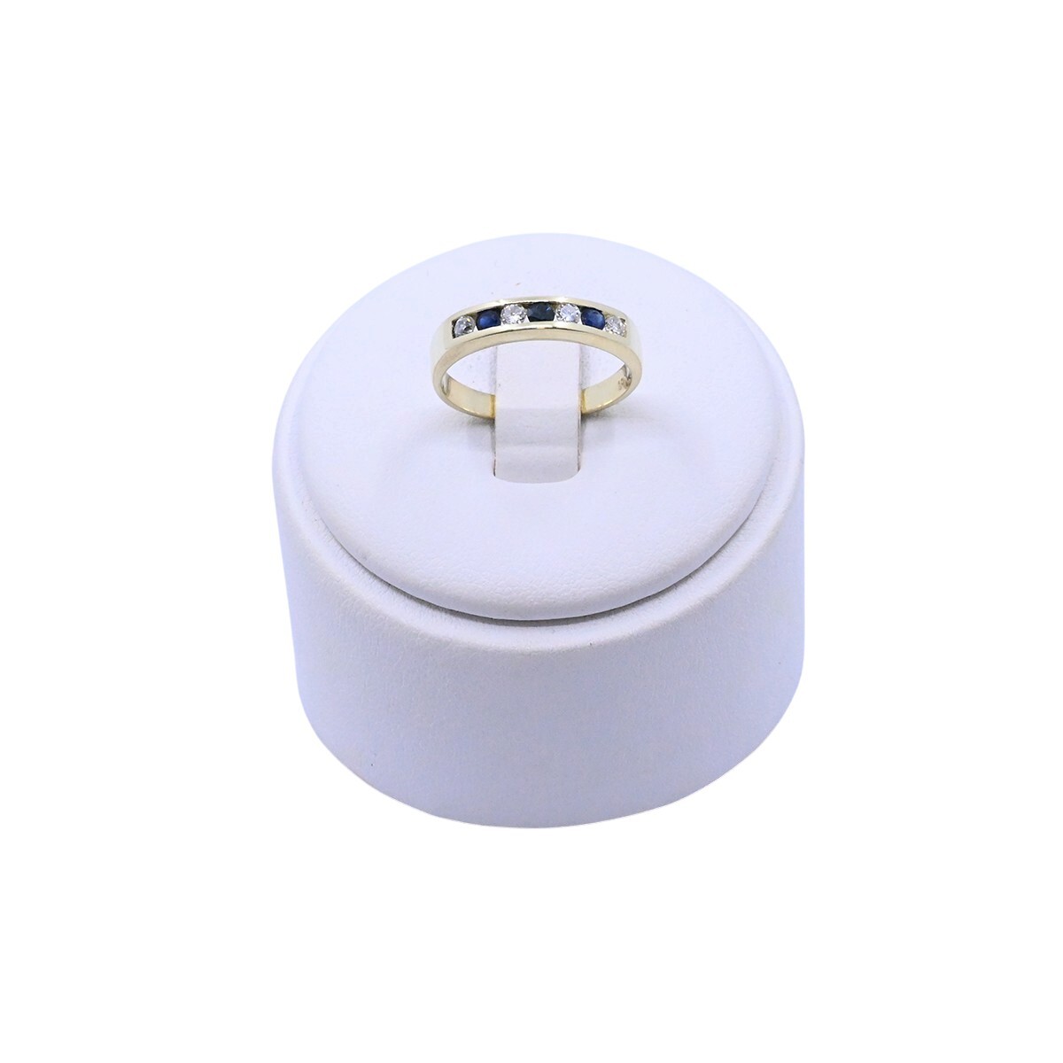Anillo medio sin fin oro 18k zafiros y brillantes. 