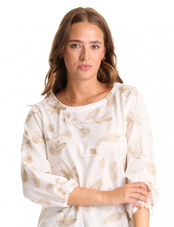 Blusa Bordado Floral CRUDO