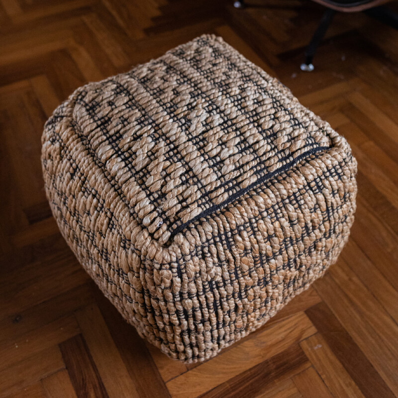 Puff almohadón de piso tejido de yute 40cm Puff almohadón de piso tejido de yute 40cm