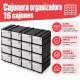 Gavetero organizador de plástico 16 cajones NEGRO