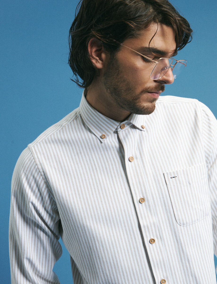 012622 CAMISA HARRINGTON LABEL Beige / Natural